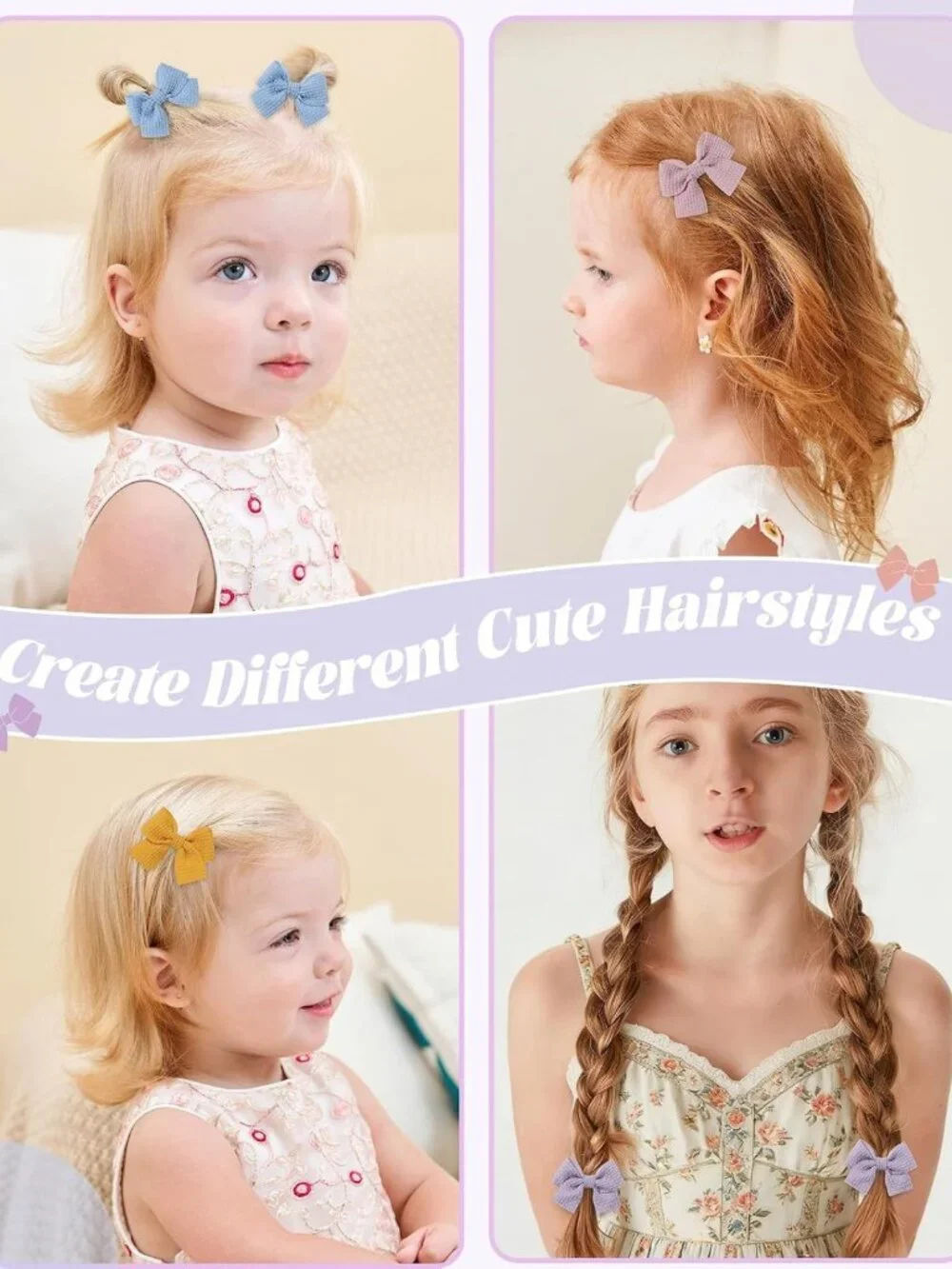 40pcs Mini Baby Hair Clips for Girls | Handmade Bows & Alligator Clips for